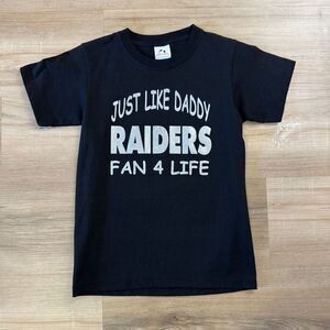 New Just Like Daddy Raiders Fan 4 Life Black Shirt Kids Size Large NFL Football